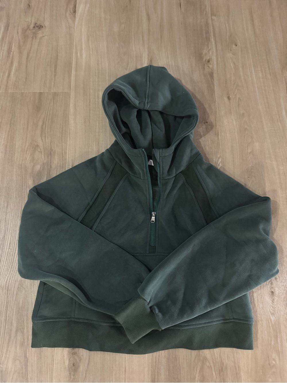 Women’s Dark Green Half-Zip Hooded Sweatshirt